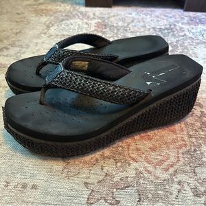 Black Volatile Wedge Sandals